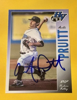 Austin Pruitt SIGNED 2013 Hudson Valley Renegades Card RC Auto Tampa Rays Astros - Image 1 of 2