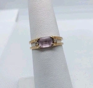 Anillo de amatista de oro amarillo de 14K dulce para mujer, talla 6,75, 2,6 gramos - Imagen 1 de 19