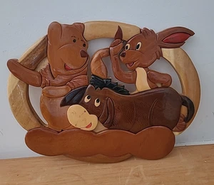 Arte de pared popular de madera tallada conejo Winnie the Pooh, Eeyore, de Disney RARO - Imagen 1 de 9