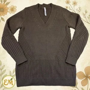 Athleta Strickpullover lang Grob Kuschelpullover minimalistisch neutral Granola XS - Bild 1 von 11