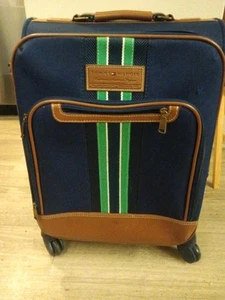 Tommy Hilfiger Navy Polyester Logan 21' Softside Carry-On Spinner Suitcase - Picture 1 of 4