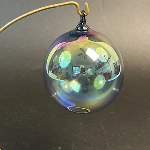 Iridescent Hand Blown Art Glass Christmas Ornament Ball Orb Mount St Helens 3.5" - Picture 1 of 5
