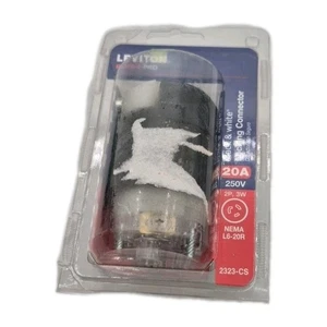 Leviton 2323-CS, 20 Amp 250 Volt verriegelbarer Stecker, schwarz & weiß, neu offene Verpackung - Bild 1 von 2