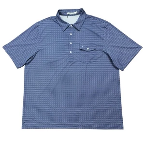Criquet Polo Shirt Mens 2XL Short Sleeve Geometric Performance Stretch Blue - Picture 1 of 5