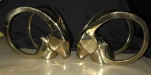 Mid-Century Modern Hollywood Regency FABULOUS SOLID BRASS RAM HEAD'S Bookends - Picture 1 of 10