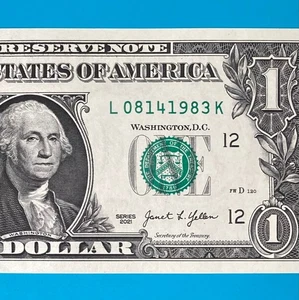 August 14, 1983 (L 08141983 K) BIRTHDAY Note $1 One Dollar Bill *UNC* - Picture 1 of 4