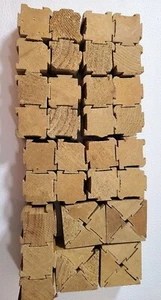 Wooden Interlocking Puzzle Blocks 43 Pieces Several Variations Unfinished Vtg - Picture 1 of 11