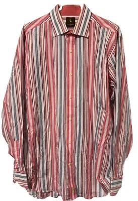 Tailorbyrd Mens Casual Button Down Shirt Size XL Red Pink Blue Striped Cotton - Image 1 of 4