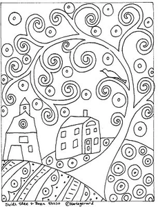 RUG HOOK PAPER PATTERN Swirl Tree House & Barn FOLK ART ABSTRACT by Karla Gerard - Picture 1 of 5