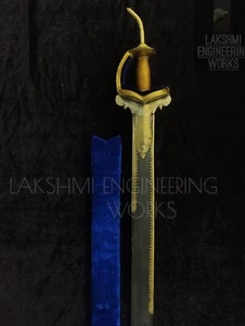 Exquisite Punjabi Brass Finish Khanda Sword - Antique, Royal, and Historical - Picture 1 of 19