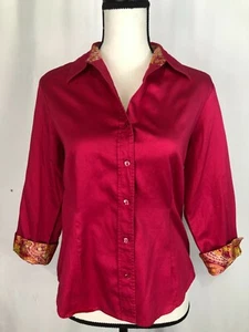 Vintage Apostrophe women's pink long sleeve 100 % cotton blouse size 8 - Picture 1 of 8
