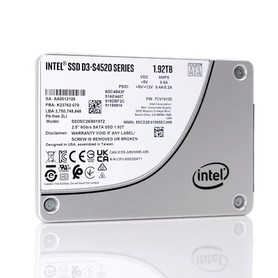 Intel S4520 SSDSC2KB019TZ01 SATA 6Gb/s 1.92TB 2.5" SSD - Image 1 of 4