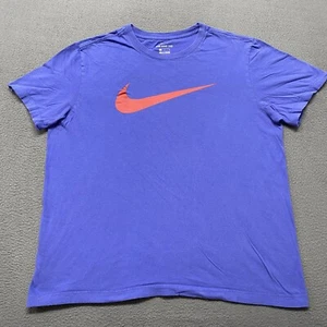 Nike Shirt Mens Large Blue Red Center Swoosh Logo Outdoor Casual Sports Classic - Picture 1 of 7