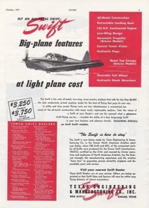 Pubblicità aereo Swift 1947 11/8/2023t - Foto 1 di 1