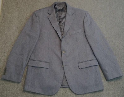 Chaqueta Blazer Geoffrey Beene Mezcla de Lana Espiga Azul Grisáceo Para Hombres Talla 44R Foto 1 de 4
