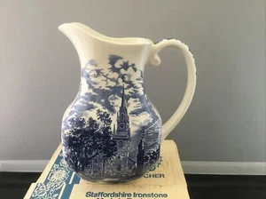Liberty Blue Collection Of Historic Colonial Scenes Old North Church Pitcher NIB - Picture 1 of 5