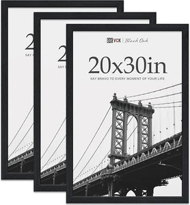 20X30 Poster Frame Black Oak - 3 Pack, Exclusive Natural Textured Solid Wood ... - Picture 1 of 1