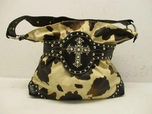 Country Road Western Leather EMBELLISHED CROSS Shoulder Bag Purse - Picture 1 of 9