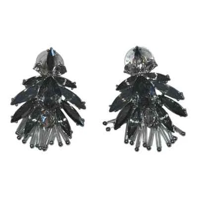 INC International Concepts Silver-Tone Crystal & Bugle Bead Drop Earrings New - Image 1 of 3
