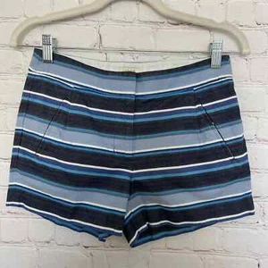 J. Crew Women's Blue Striped Flat Front Shorts with Pockets - Size 0 - Picture 1 of 5