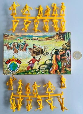 STARLUX plastique 24 COWBOYS Figurines 35 mm À Peindre avec Boîte - Photo 1/3