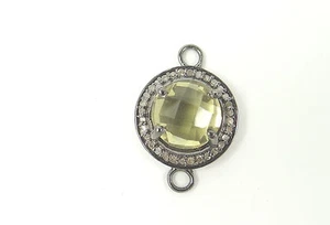 CONECTOR PAVE DIAMANTE LIMÓN MONEDA PLATA ESTERLINA NEGRO RODIO RODIO - Imagen 1 de 1