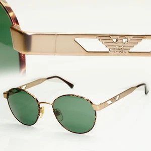 Emporio Armani Sunglasses 1997 Vintage Round Pale Gold Green Eagle 039-S 875 - Picture 1 of 12