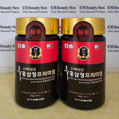 Korean 6 Years Black Red Ginseng Extract Premium 240g 2EA KOREAN Saponin Panax - Image 1 of 4