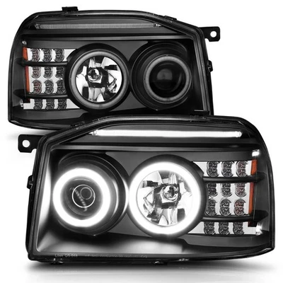 Faros proyectores halo RX negros con señal LED para Nissan Frontier 2001-2004 Foto 1 de 4