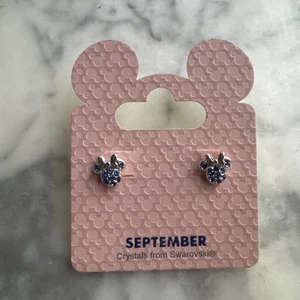 Disney Park Minnie Icon Birthstone Swarovski Crystal Earrings SEPTEMBER NOC - Picture 1 of 2