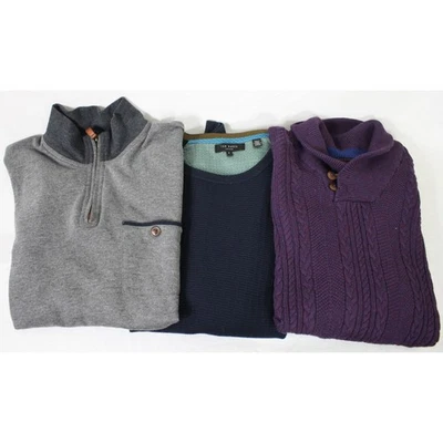 Ted Baker Sweater Lot of 3 Cable Knit 1/4 Zip Textured Sweaters Mens 4 - Imagem 1 de 4