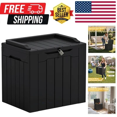 Caja de cubierta de resina de 31 galones grande almacenamiento exterior para muebles de patio, jardín para... Foto 1 de 4