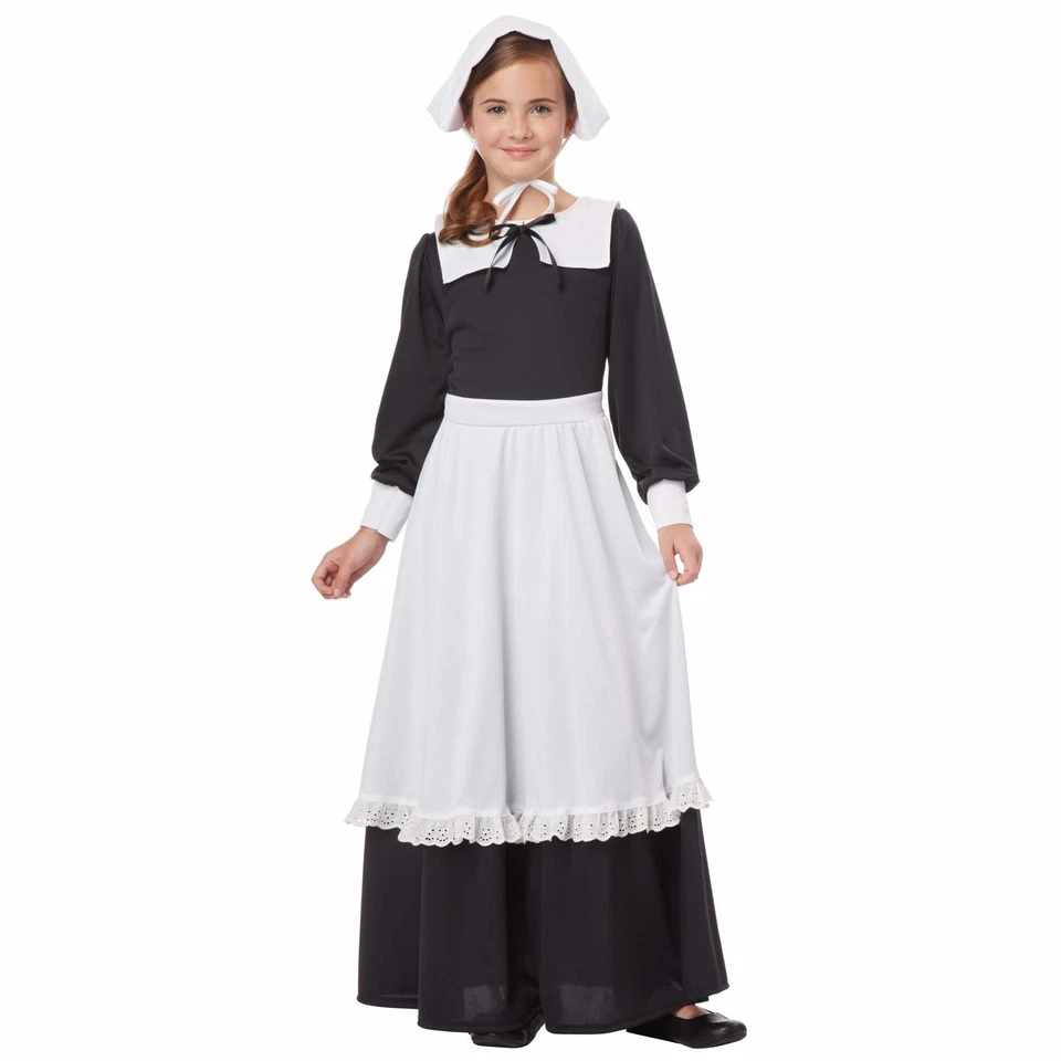 Fantasia de peregrina Dia Antigo Colonial Vitoriana Semana do Livro Meninas Dia de Ação de Graças - Imagem 1 de 1