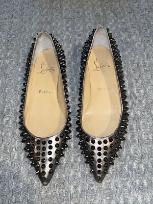 christian louboutin pigalle silver spike flats size 34 - Image 1 of 4