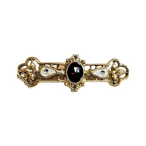 Vintage Estate Bar Red Rhinestone/Brooch/ 10KT Gold Filled - Bild 1 von 7