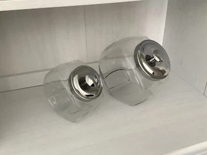 Pair / Set Glass Canisters Candy Kitchen Bath - Picture 1 of 4