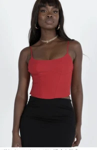 Princess Polly XX Dia Corset Top Women's US Sz 0 Red Slim Fit Adjustable Straps - Picture 1 of 7