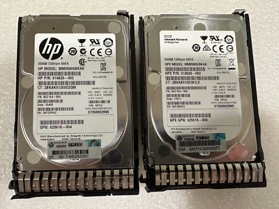 2x HP 500GB SATA 2.5" 6Gbps Server Hdd DL120 DL360 DL380 DL385 G9 G8 G10 - Image 1 of 2