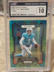 2023 Panini Prizm #190 Tua Tagovailoa Hyper /175 CGC Gem Mint 10 NFL Dolphins - Picture 1 of 2