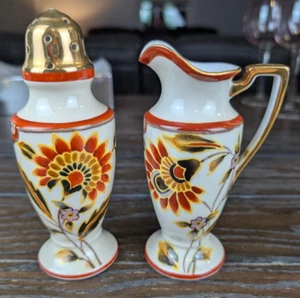 Vtg Noritake Sugar Shaker Muffineer & Creamer Set Porcelain Morimura Pre 1950 - Picture 1 of 7