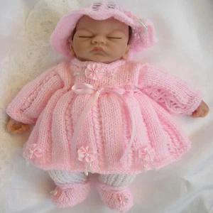 Dolls Knitting pattern 10 inch Premature Baby Dress Leggings Hat Shoes Set Emmy - Picture 1 of 4