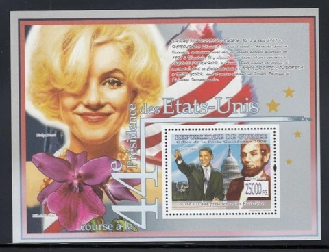 GUINEA Barack Obama, Abraham Lincoln & Marilyn Monroe MNH souvenir sheet Cover