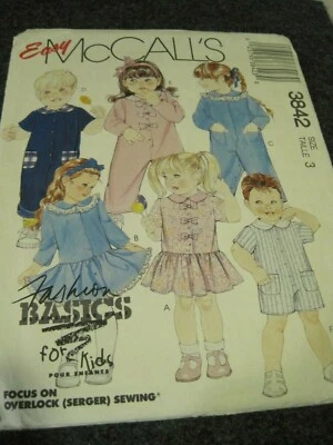 TODDLERS' DRESS & JUMPSUIT RARE McCALL'S 3842 Easy Sewing Pattern UNCUT Vintage - Image 1 of 2