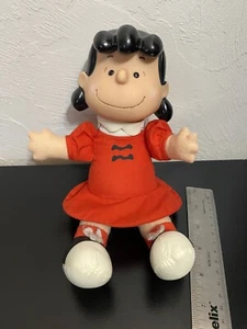 LUCY MCDONALDS CHARLIE BROWN PEANUTS LUCY PLUSH DOLL PLASTIC HEAD TOY Vintage B - Picture 1 of 3