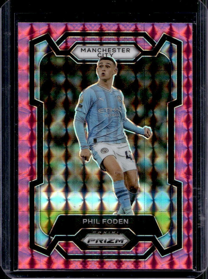 2023-24 Panini Prizm Premier League Phil Foden Pink Mosaic Prizm Parallel #2