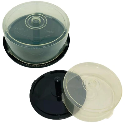 50 x  Clear Plastic Tubs to Hold 25 CD DVD BLU-RAY Discs Empty Cake Box Spindle - Image 1 of 4