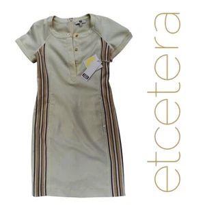 Etcetera Women's Polo Dress Size 2 Beige Striped Knee Length Casual small $375 - Picture 1 of 8