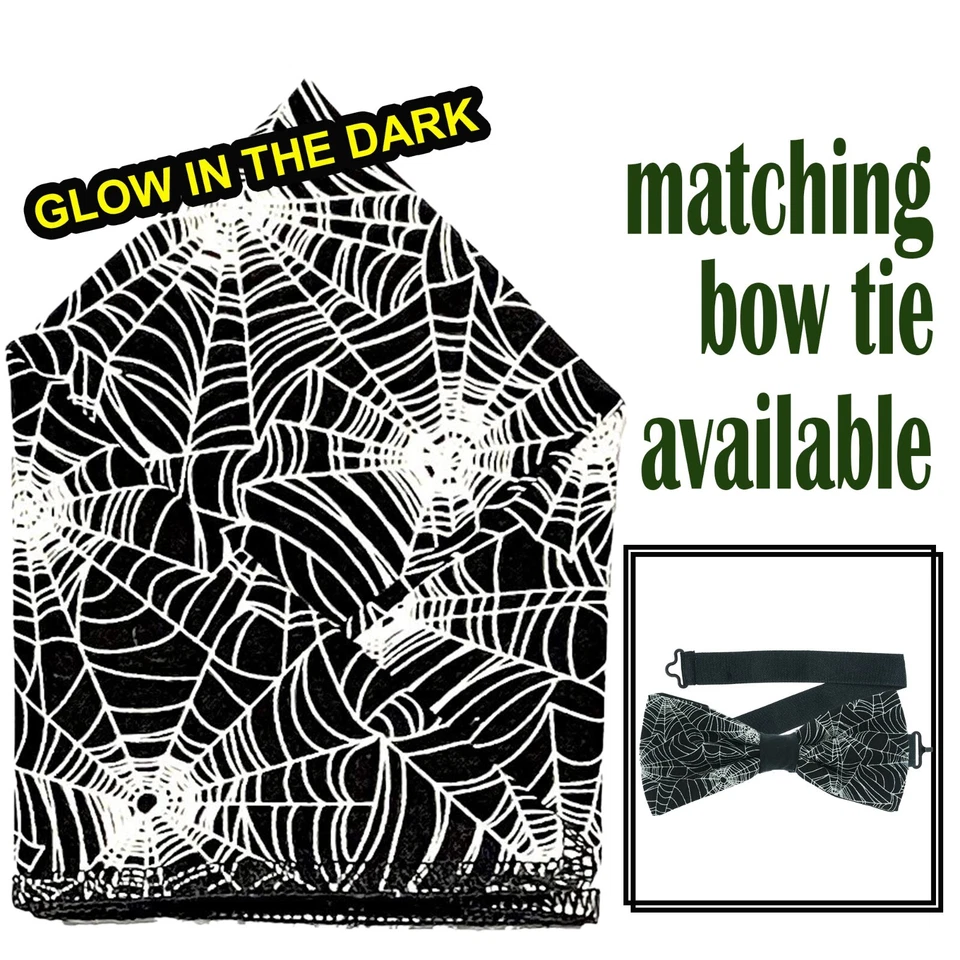 Teia de aranha brilho no escuro bolso quadrado e gravata borboleta casamento formatura ano festa Natal - Imagem 1 de 1
