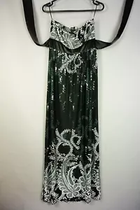 New Look Black Sequinned patterned Evening Dress with tie backs UK 8 51" long - Picture 1 of 8