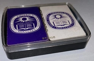 AMHERST COLLEGE MASS DOUBLE DECK VINTAGE PLAYING CARDS PLASTIC CASE - Picture 1 of 4